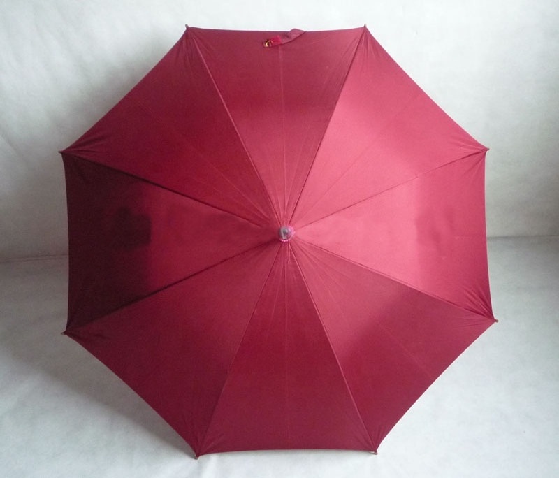 Wholesale custom logo red umbrella with J wood handle straight umbrella