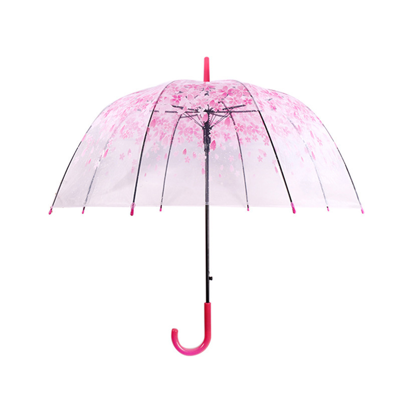 bubble dome shape clear transparent sombrillas umbrella with sakura printing