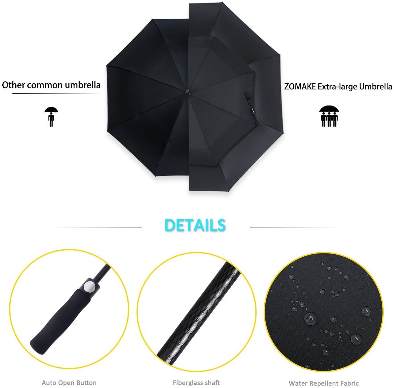 oem wholesale customizable large tour vented double canopy windproof golf sun paraguas umbrellas with logo prints