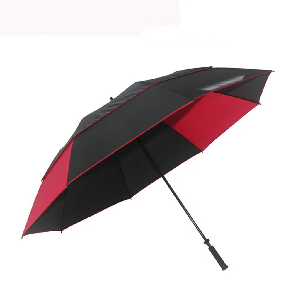 2024 Hot Sale Big Size Windproof Promotional Red And Black Double Canopy Golf Umbrella