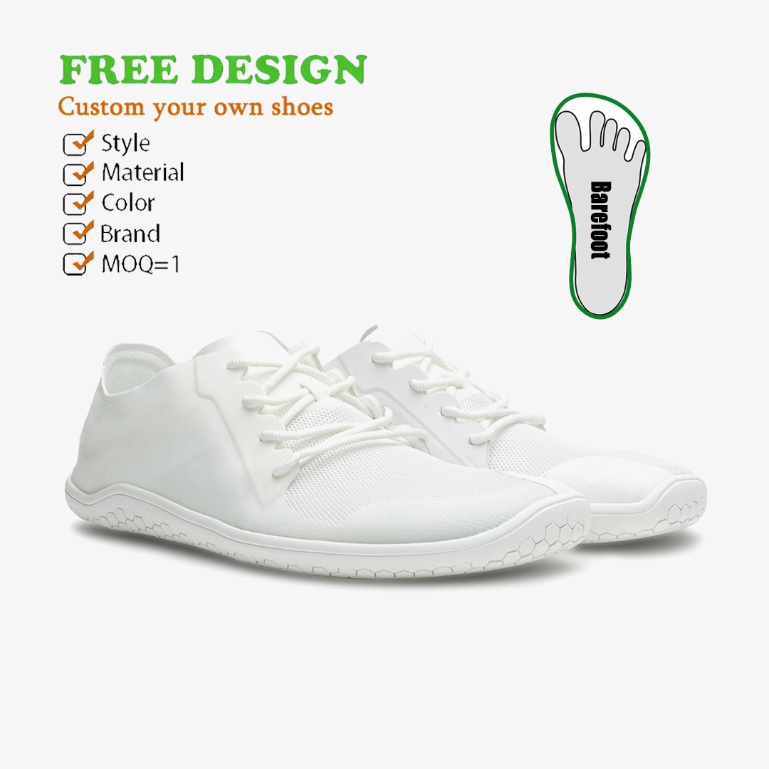 ODM Custom Logo Outdoor Walking Style Shoes Man Black Minimalist Wide Toe Box Footwear Brand Luxury Customize Barefoot Shoes