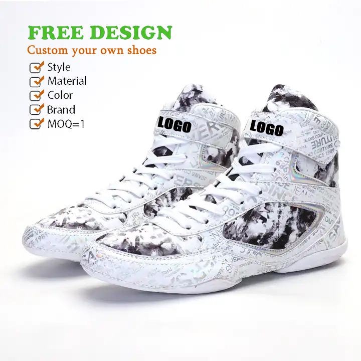 Custom Design Your Own Wrestling Shoes Gym Sports Training White Customize Boxing Shoes Wrestling Shoes