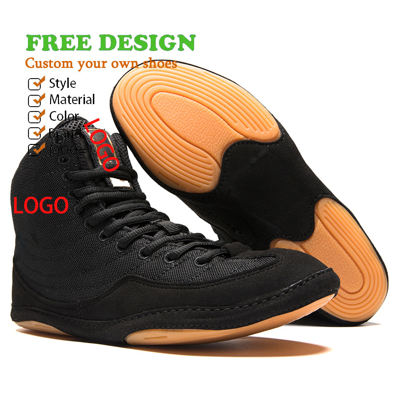 make your own Boxing Shoes China Manufacturer Designer Branded Custom Logo Weightlifting Gym Wrestling Shoes for Men