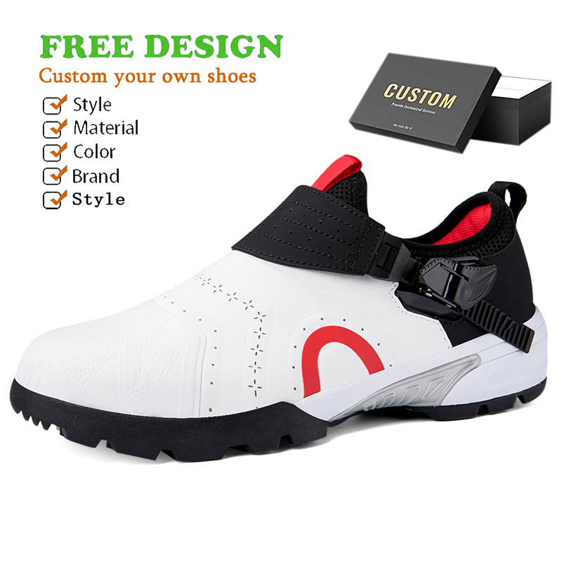 OEM ODM Design Golf Sports Shoes Manufacturer Spike less White Blank Custom Logo Private Label Golf Shoe