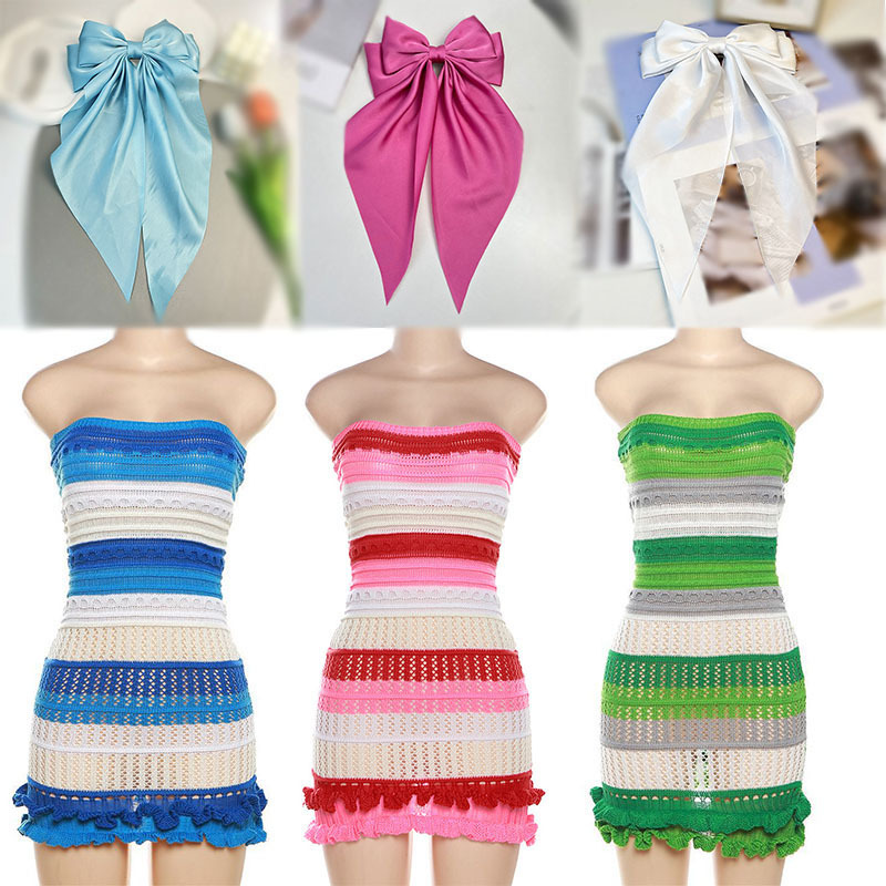 New design popular trendy prom fashion knitted beachwear hollow out sexy  women's dresses