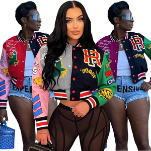 New arrival winter S-3XL lounger wear digital print boutique baseball coats for ladies