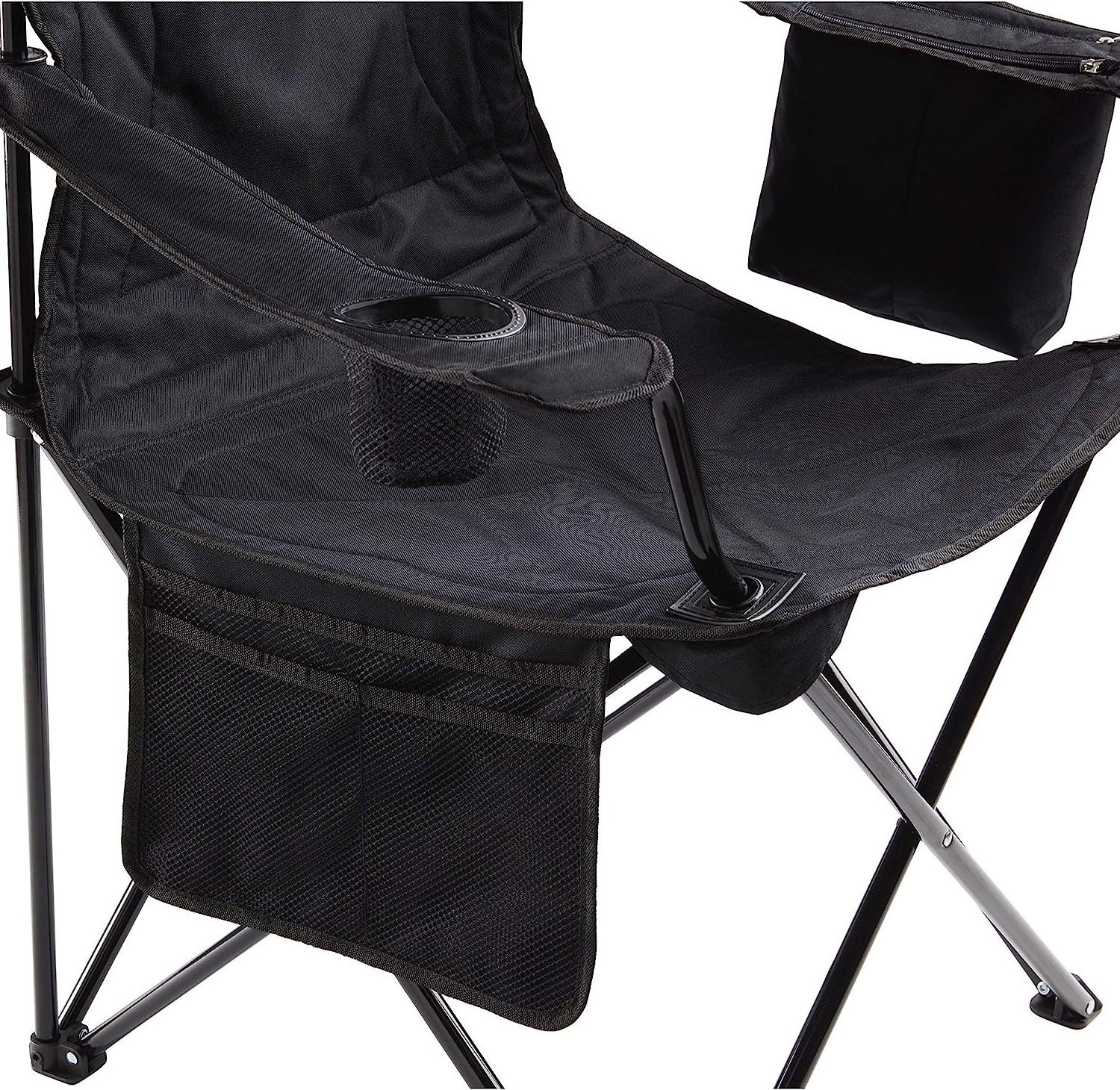 Portable Camping Chair with 4-Can Cooler Fully Cushioned Seat and Back Collapsible Chair for Camping Tailgates Beach and Sports