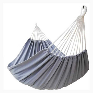 Double Camping Hammock 2 Person Load Capacity Canvas Cotton Hammock for Patio Porch Garden Backyard Lounging Outdoor Indoor