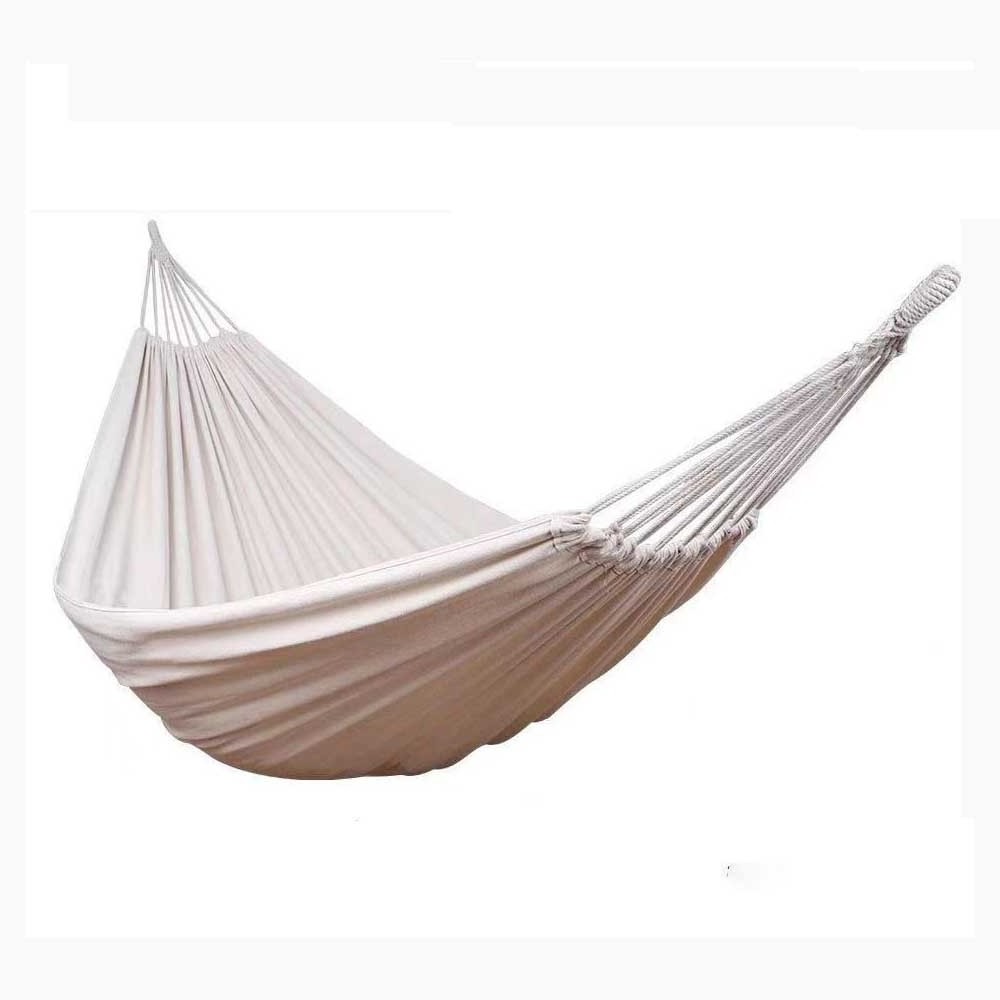 Double Camping Hammock 2 Person Load Capacity Canvas Cotton Hammock for Patio Porch Garden Backyard Lounging Outdoor Indoor