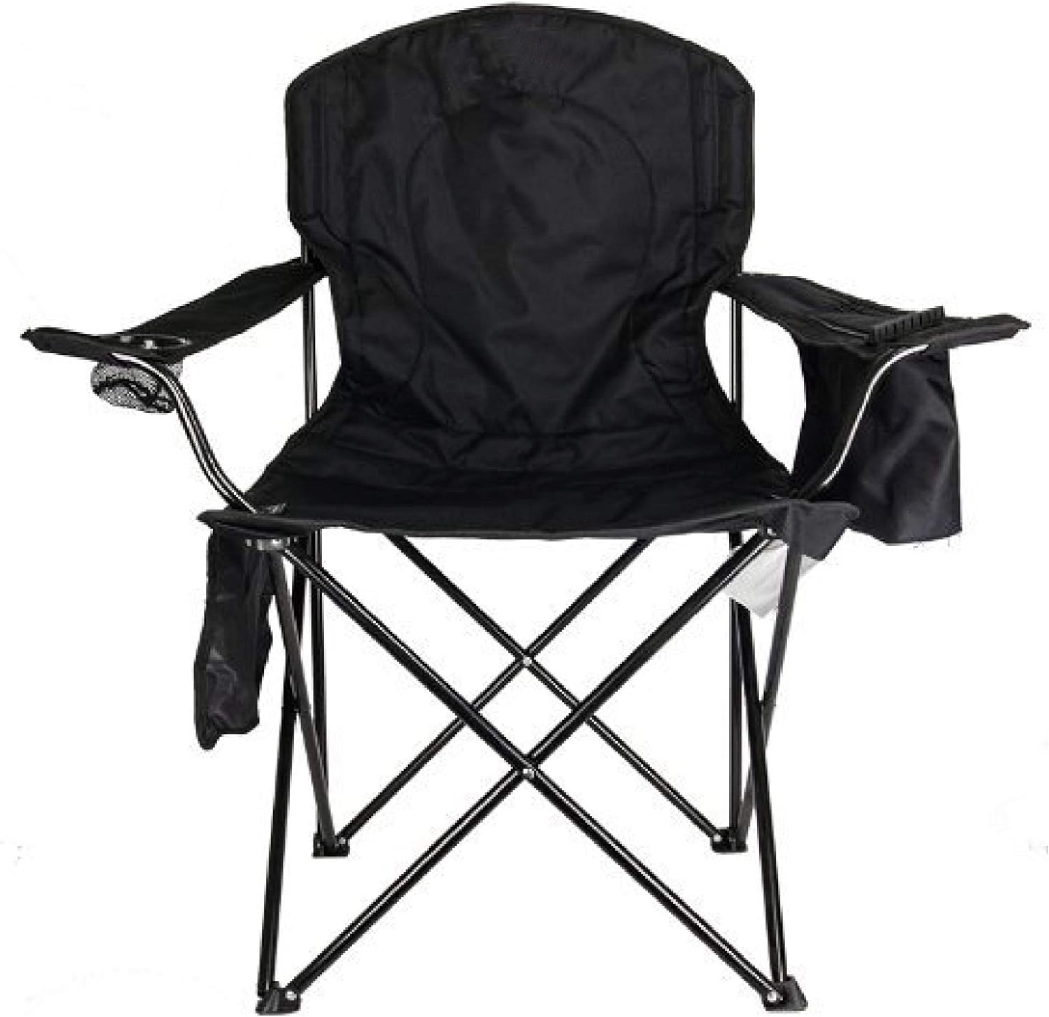 Portable Camping Chair with 4-Can Cooler Fully Cushioned Seat and Back Collapsible Chair for Camping Tailgates Beach and Sports