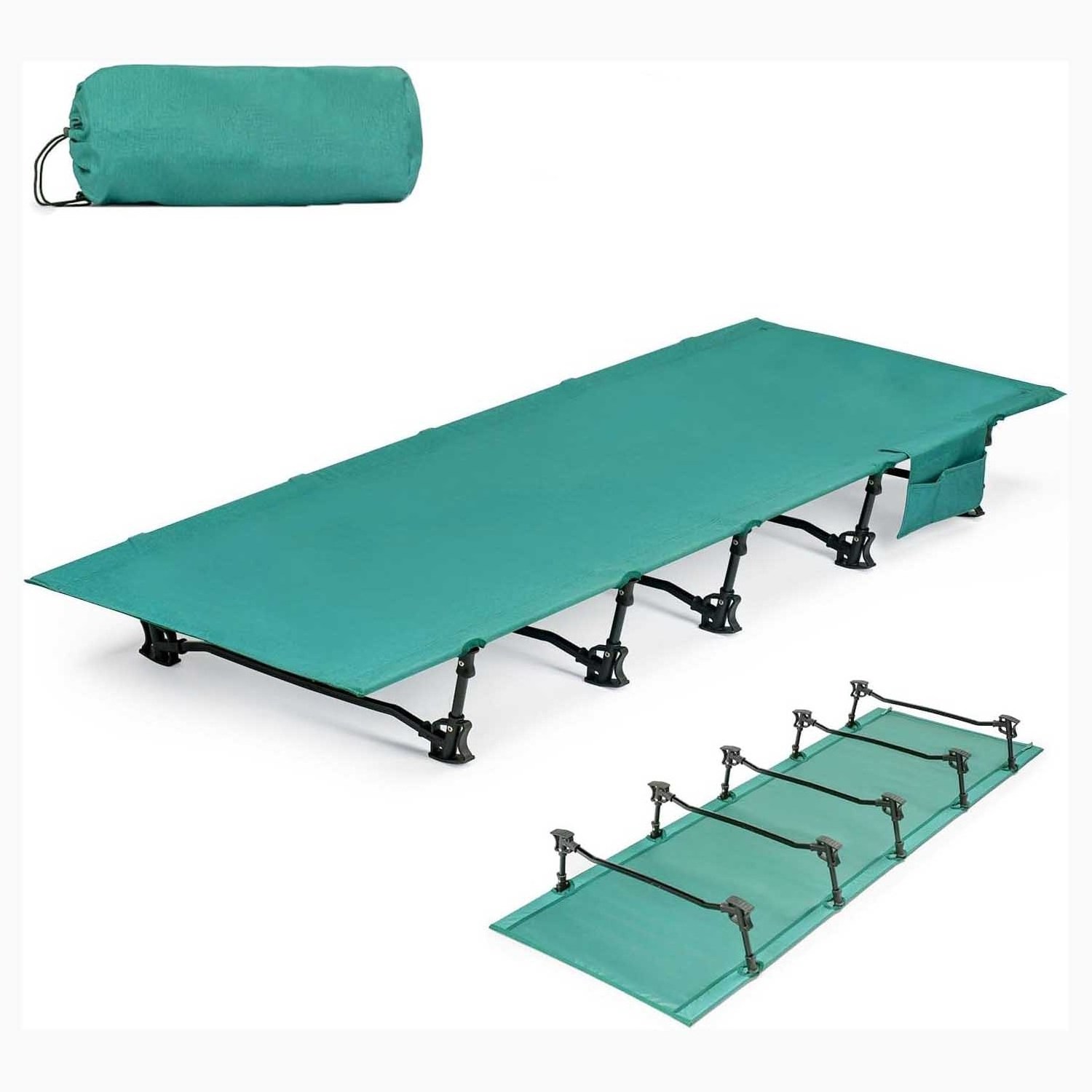 Portable Folding Camping Cot Compact Folding Cot Bed with Mattress Outdoor Patio Folding Lounge Chair Sleeping Cots Bed