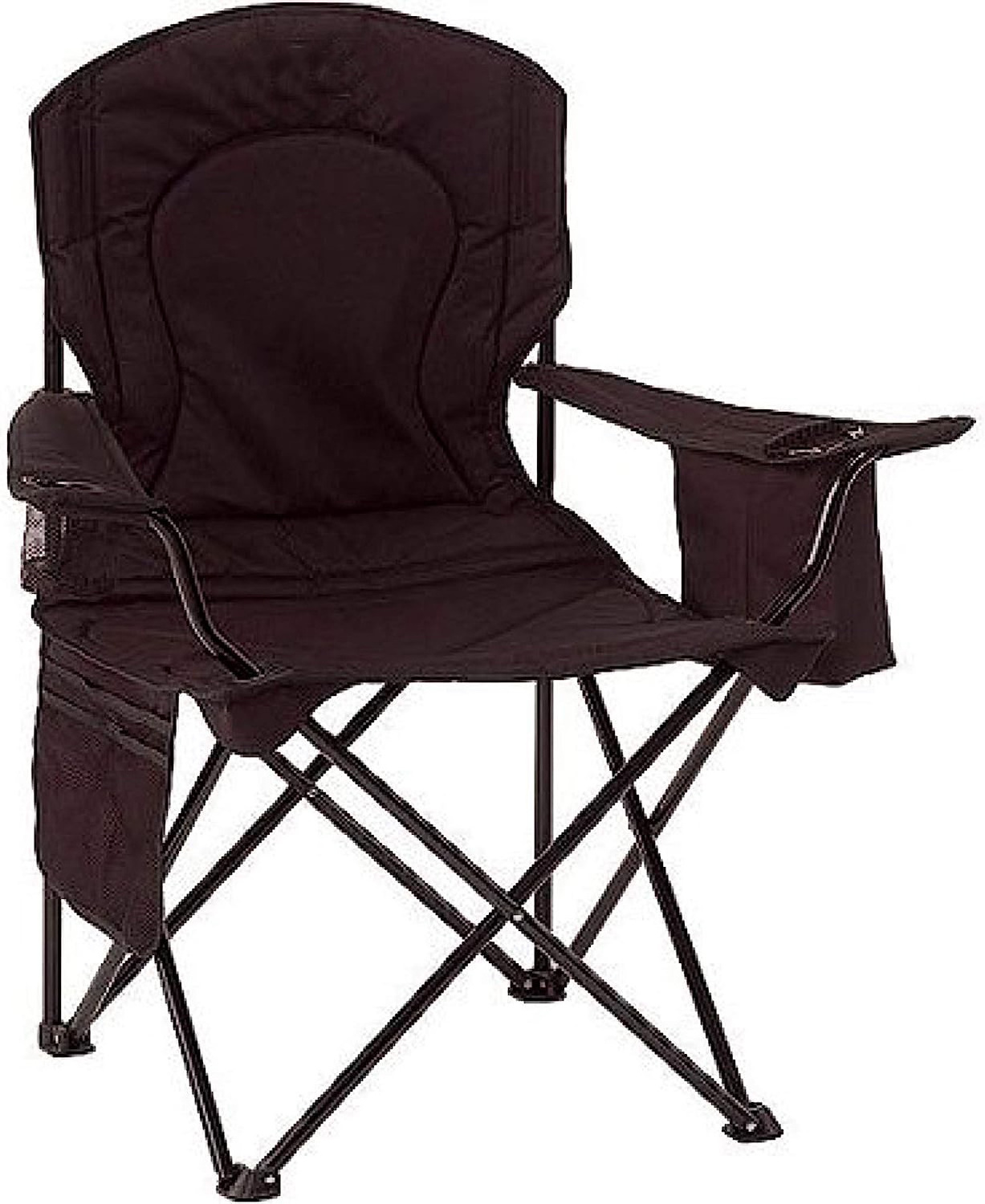 Portable Camping Chair with 4-Can Cooler Fully Cushioned Seat and Back Collapsible Chair for Camping Tailgates Beach and Sports