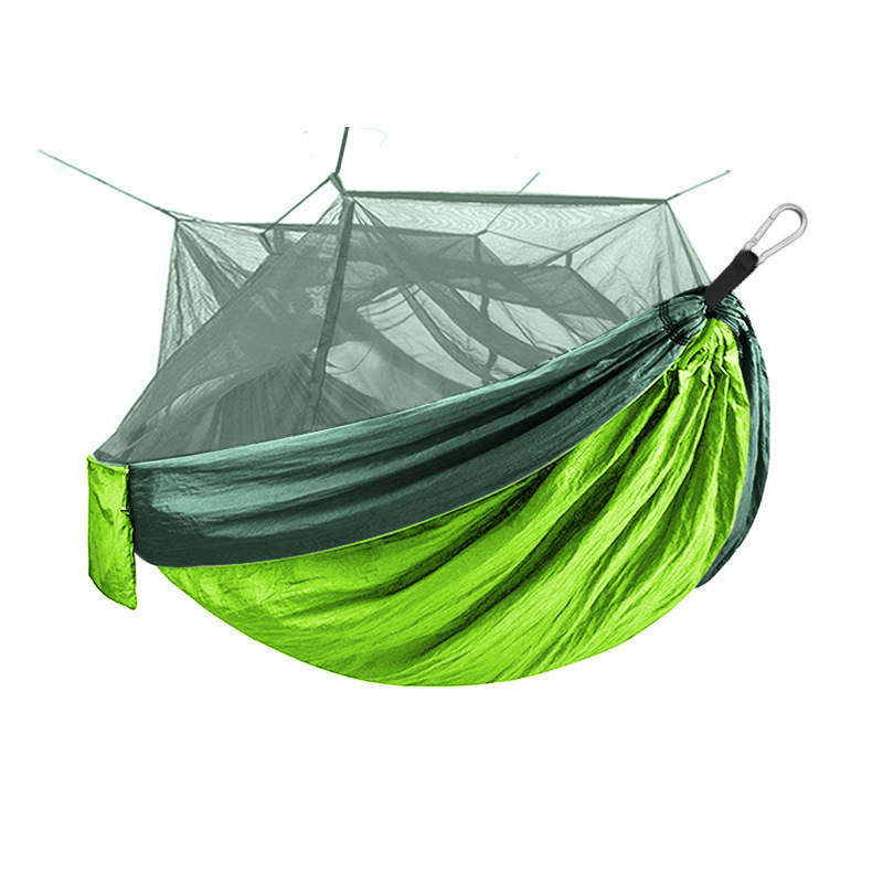 Parachute Cloth Mosquito Net Hammock Outdoor Supplies 210T Nylon Portable 1-2 Person Hammock With Mosquito Net  And Rain Fly