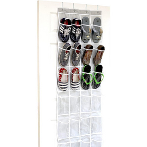 24 Pockets Hanging Crystal Clear Over Door Shoe Organizers Closet Shoe Holder Rack Organizer Storage  Behind Door Hanger