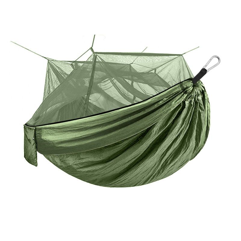 Parachute Cloth Mosquito Net Hammock Outdoor Supplies 210T Nylon Portable 1-2 Person Hammock With Mosquito Net  And Rain Fly