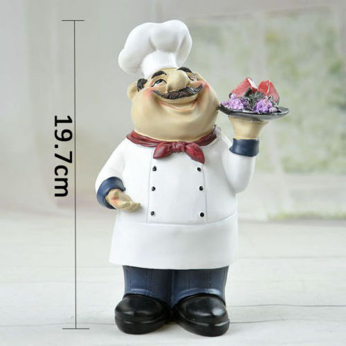 Resin Cooking Chef with Fruits Figurine Chef Statue Kitchen Restaurant Decor 8