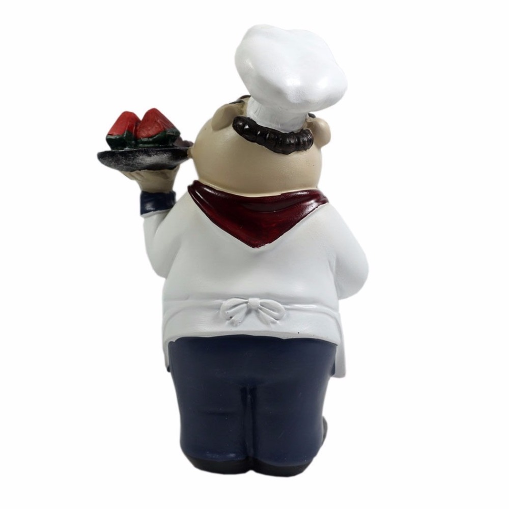 Resin Cooking Chef with Fruits Figurine Chef Statue Kitchen Restaurant Decor 8