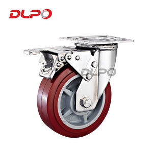 DLPO 5" Swivel Rubber Caster Wheels with Safety Dual Locking Heavy Duty 1800lbs Casters