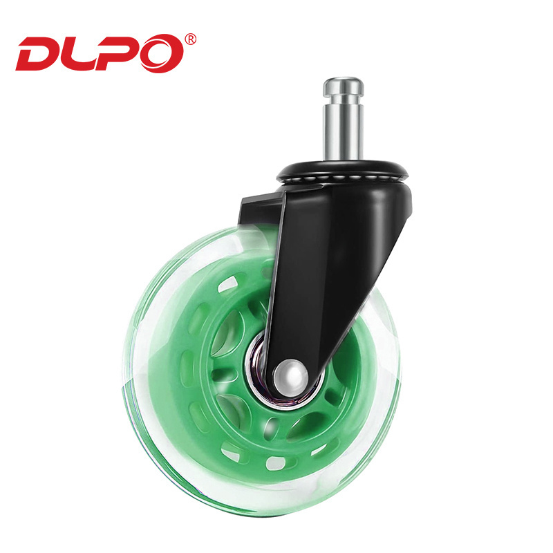 DLPO decorative furniture casters 3 inch office chair caster clear pu wheel for carpet