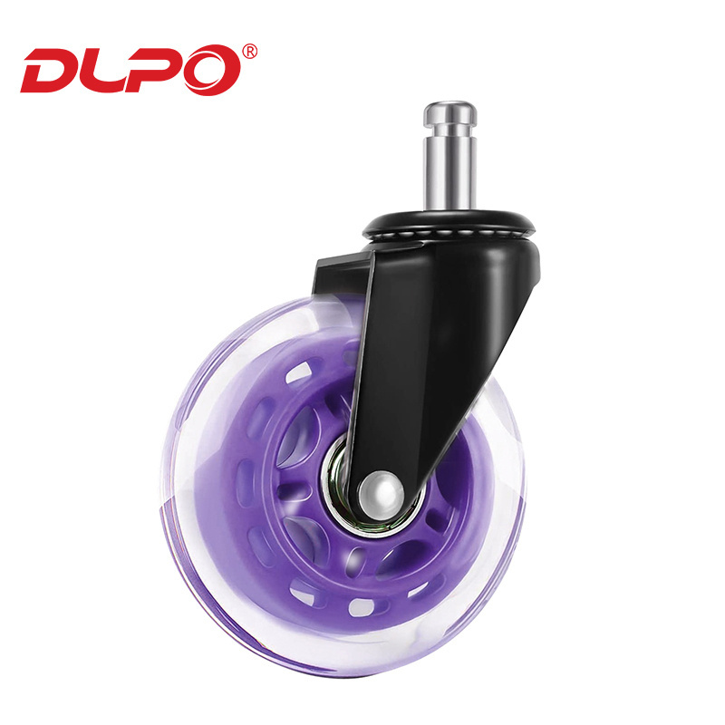 DLPO decorative furniture casters 3 inch office chair caster clear pu wheel for carpet