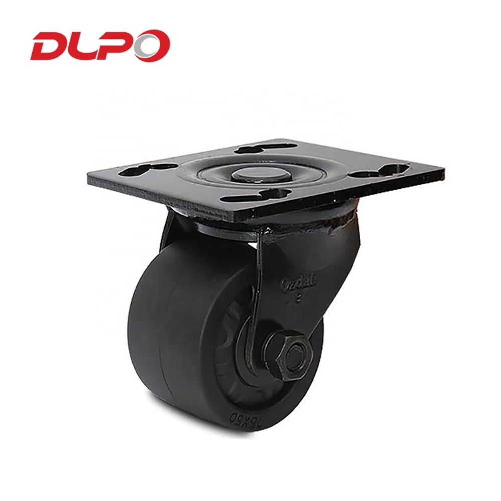 Dlpo 75mm 800kg Low Profile Gravity castor Mechanical Equipment Heavy Duty PA Caster Wheel with Metal Double Brake