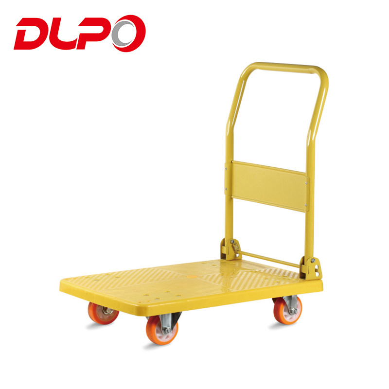 Heavy Duty 4 Wheels 300kg Folding Handle Platform Cargo Hand plastic trolley tool cart