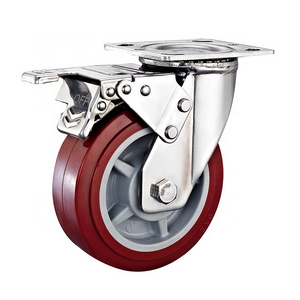 DLPO Custom Heavy duty caster stainless steel Plate castor wheel with metal brake