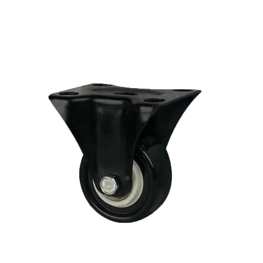 DLPO caster 50mm fixed plate black polyurethane castor wheel with bearing