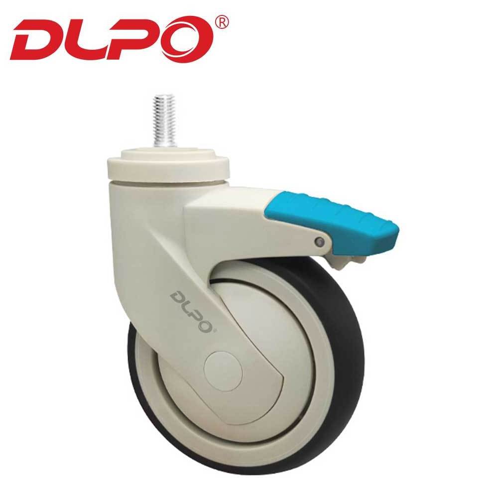 DLPO 3inch 4 inch 5inch plastic cover universal cart casters swivel tpr rubber health care hospital bed medical caster wheels