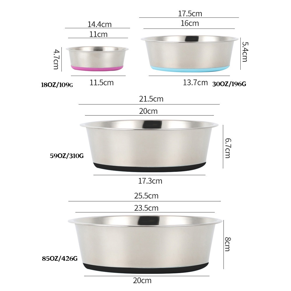 Non-slip Pet Feeder Bowls - Stainless Steel Round Dog Basin,Pet Fall Resistant Thickened Dog Bowl Cat Bowl