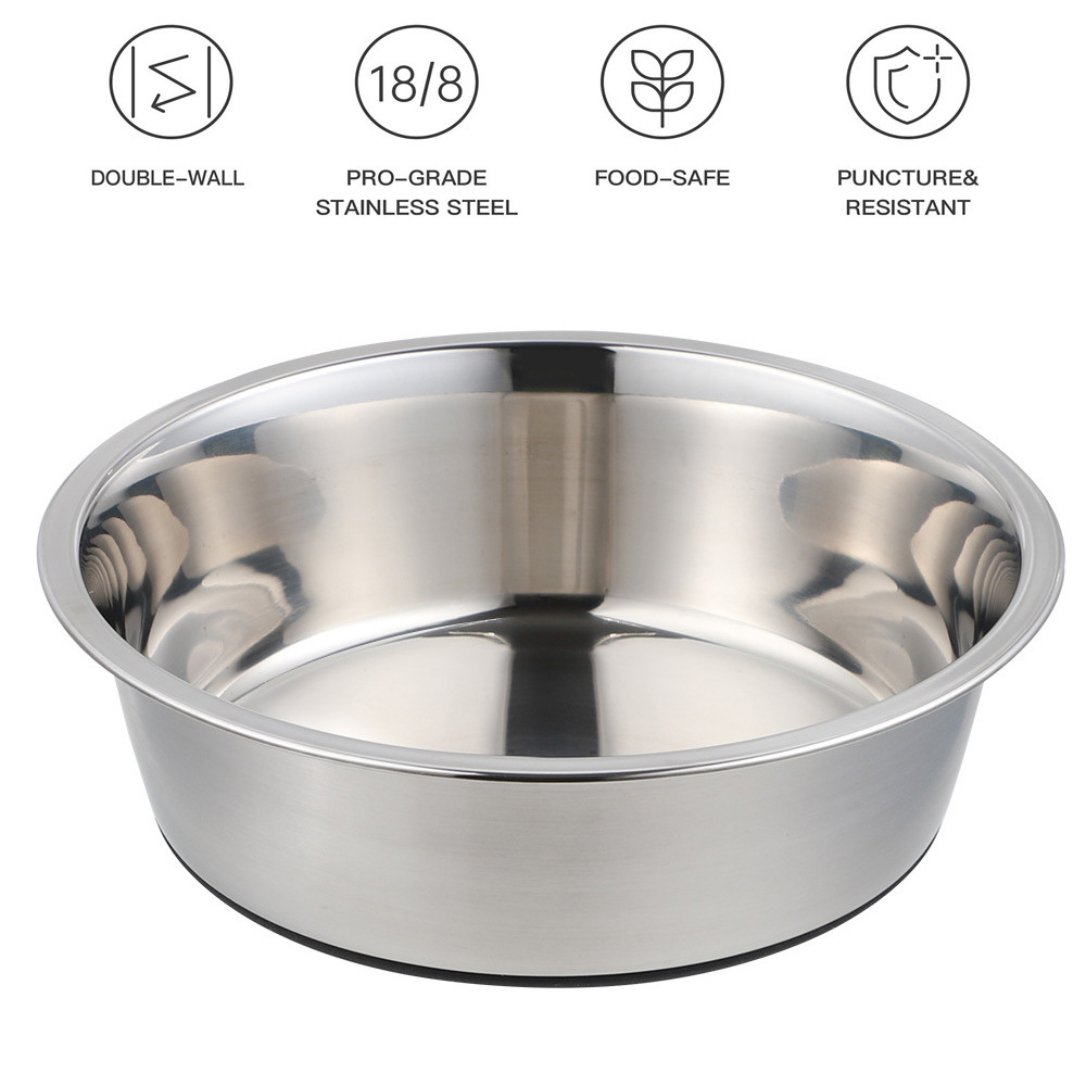 Non-slip Pet Feeder Bowls - Stainless Steel Round Dog Basin,Pet Fall Resistant Thickened Dog Bowl Cat Bowl