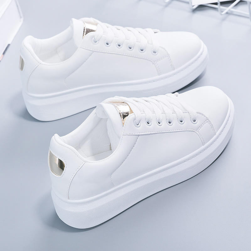 Newest Factory Wholesale Stock Cheap Comfortable Walking Thickness Sole Women Embroider White Casual Shoes