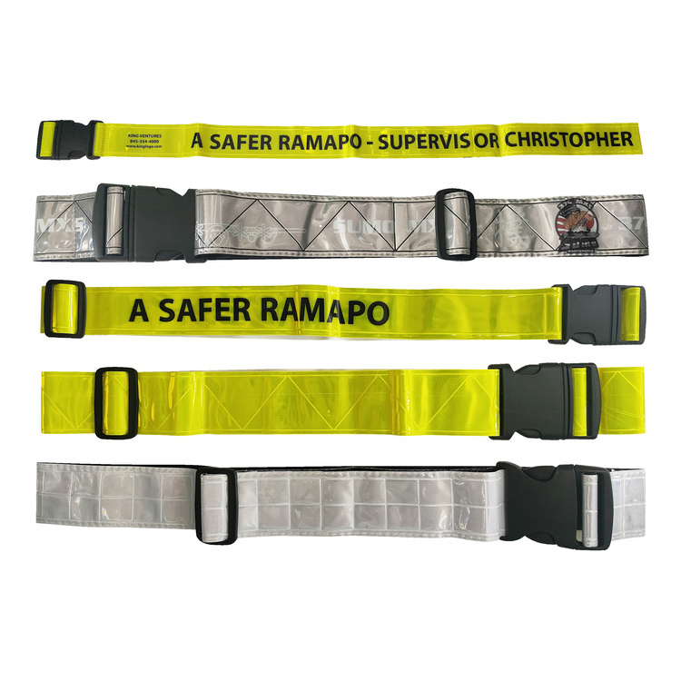 High Visibility Running Gear Adjustable Custom Printing Silver White PVC Vinyl Reflective Safety Belt