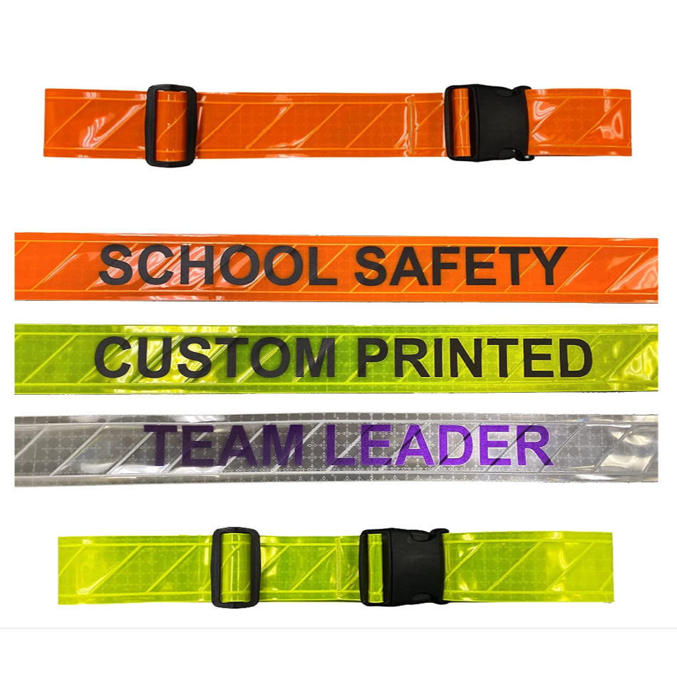 Reflective Custom Logo Printing High Visibility Kids Safety Adjustable PVC Vest Night Reflective Waist Belt Strap For Running