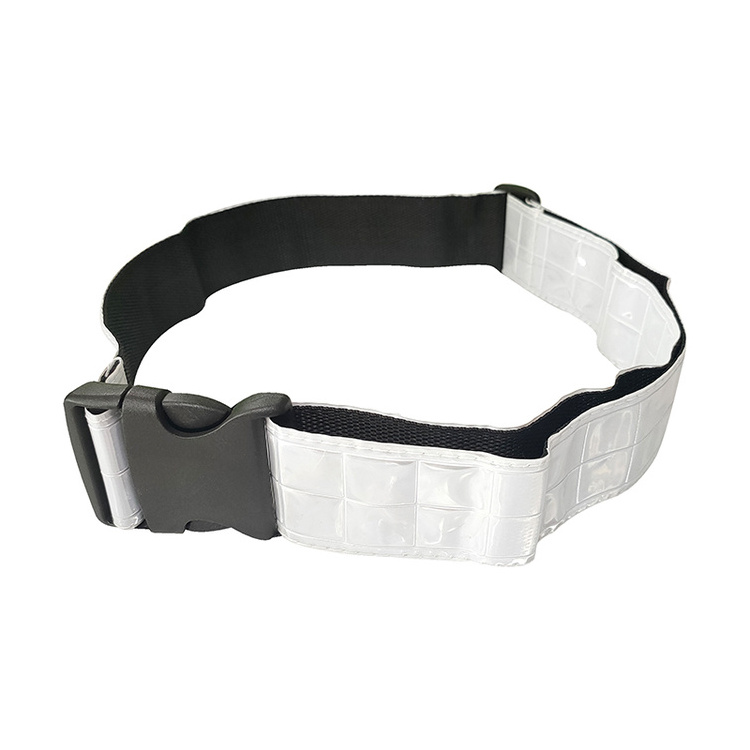 High Visibility Running Gear Adjustable Custom Printing Silver White PVC Vinyl Reflective Safety Belt