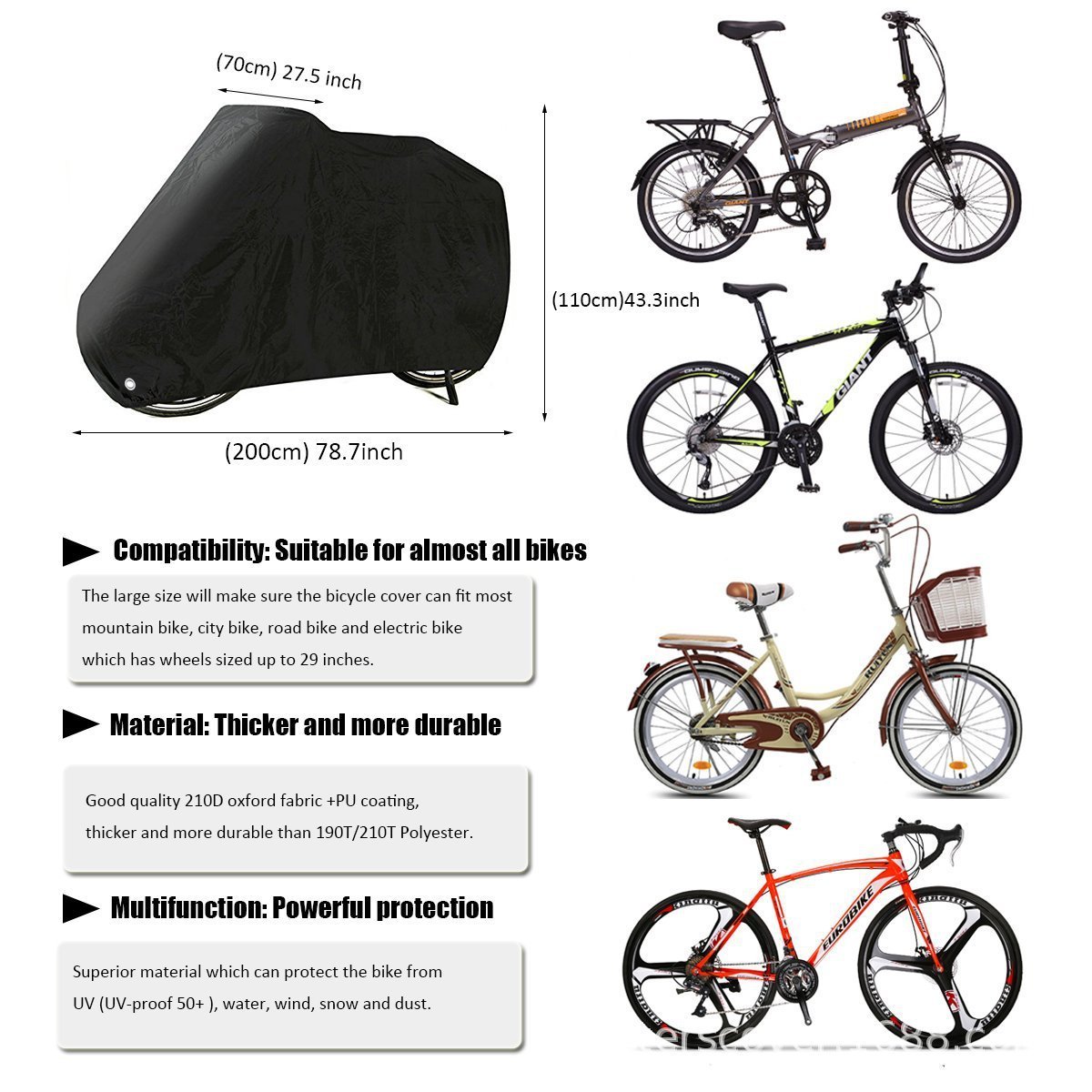 Hot Selling Motor Scooter Cover Universal Outdoor Uv Protector Season Waterproof Bike Rain Dustproof M-4XL Motorcycle Bike Cover