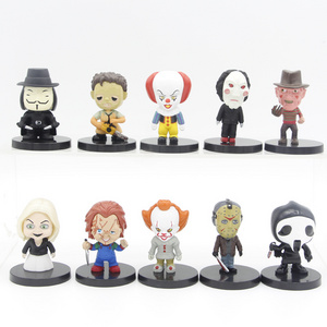 wholesale 10pcs/set doll figurines chainsaw chachi crow clown scream Halloween cake car model