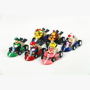 6pcs/set Super Mario Bros Mini Kart Cars Figure Toys  pull-back vehicle Kart for kids