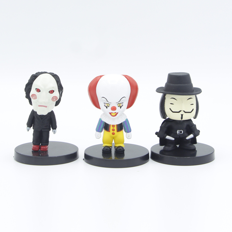 wholesale 10pcs/set doll figurines chainsaw chachi crow clown scream Halloween cake car model