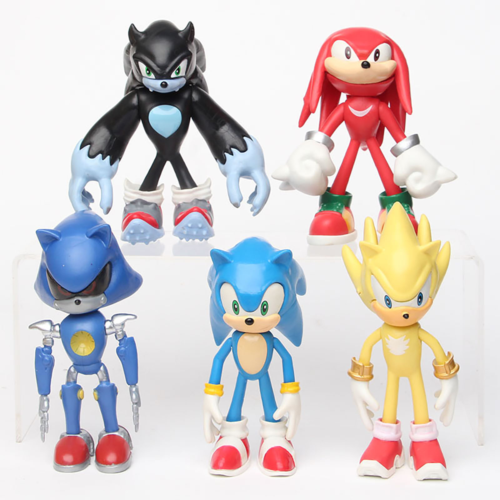 5Pcs/Set Creative Conic Pvc Keyring Anime Character  Cute Cartoon 3D Figure Rubber Hedgehog toy