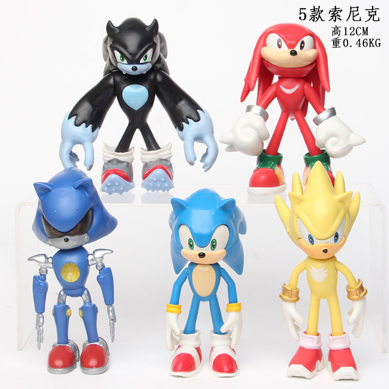 5Pcs/Set Creative Conic Pvc Keyring Anime Character  Cute Cartoon 3D Figure Rubber Hedgehog toy