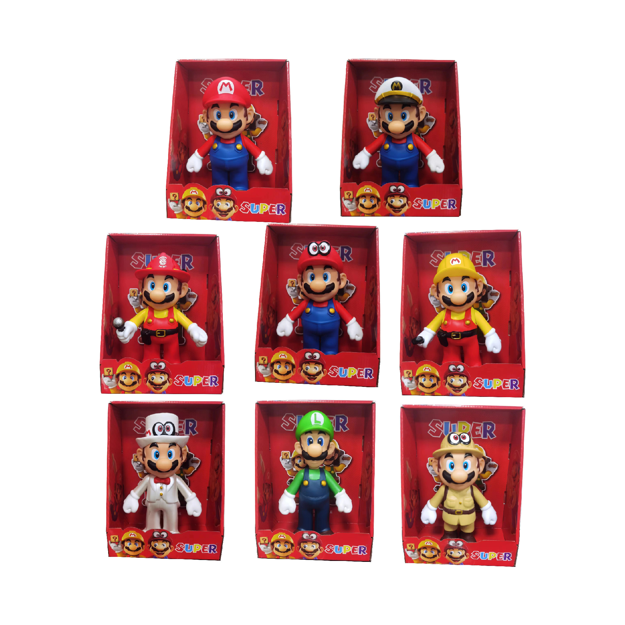 Wholesale anime cartoon game movie super anime figure mario bros figure toys with color box for kids gift