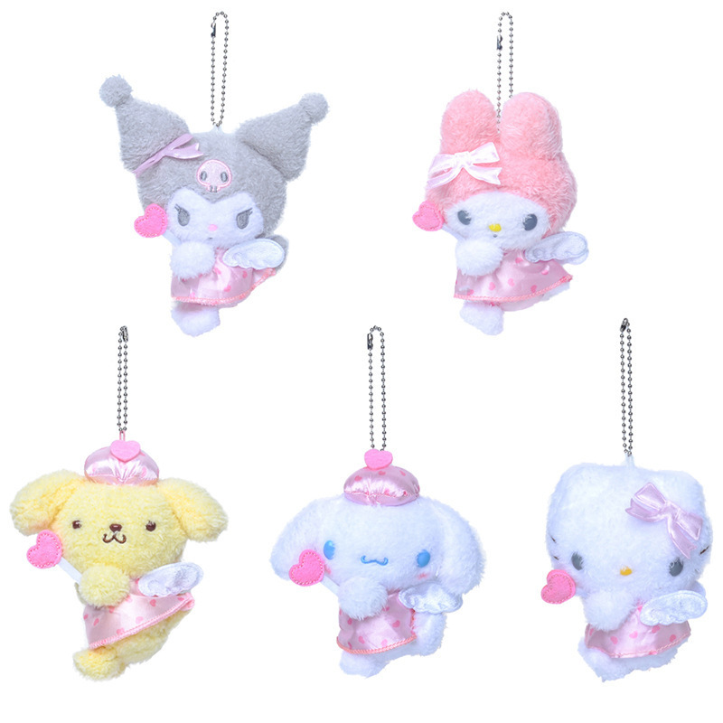 Wholesale new products lovely Sanrio drag angel series Kuromi Melody Laurel dog plush pendant girl doll