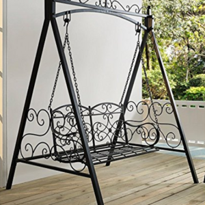 Best Choice wrought iron metal outdoor garden patio balcony hanging double seat swings wtih stand