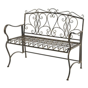 Wholesale Hot Selling Rustic Outdoor Garden Patio Foldable Wrought Iron Metal Scroll Bench