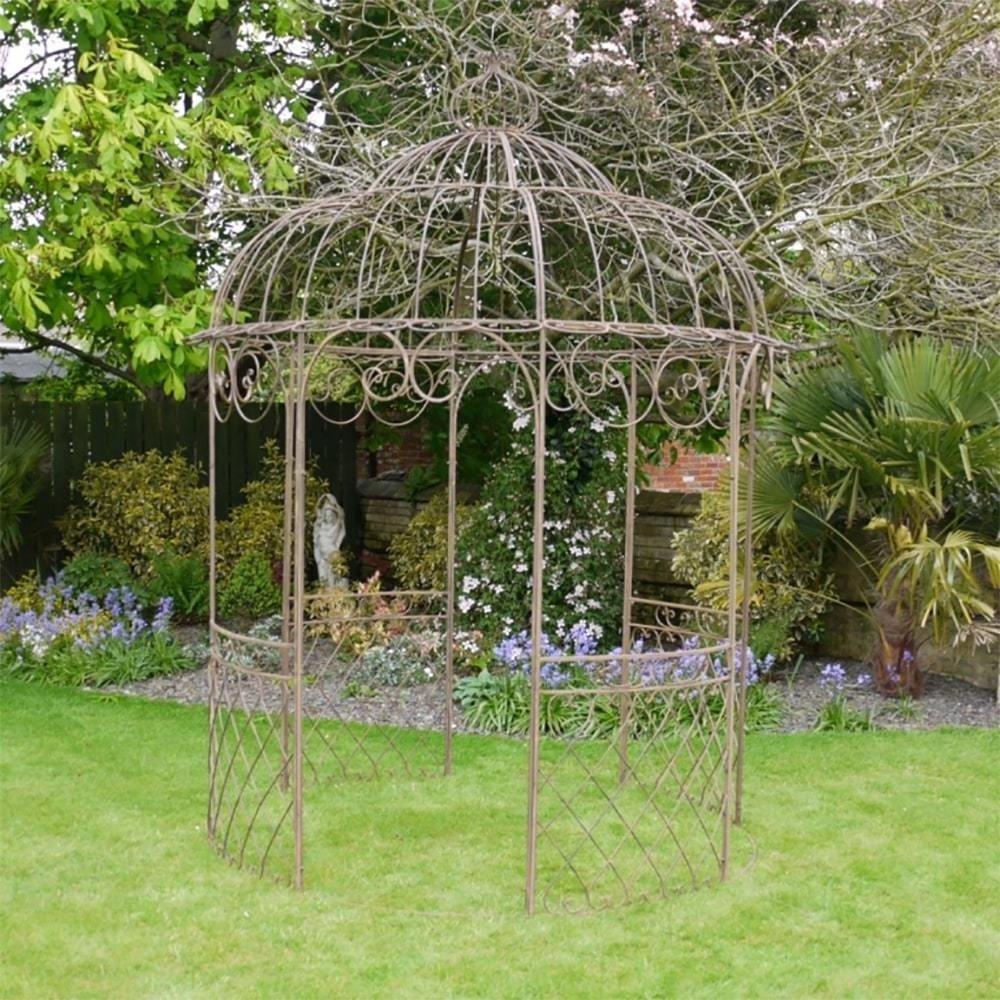 New Arrival Powder Coated Outdoor Antique White House Wrought Iron Round Gazebo For Sale