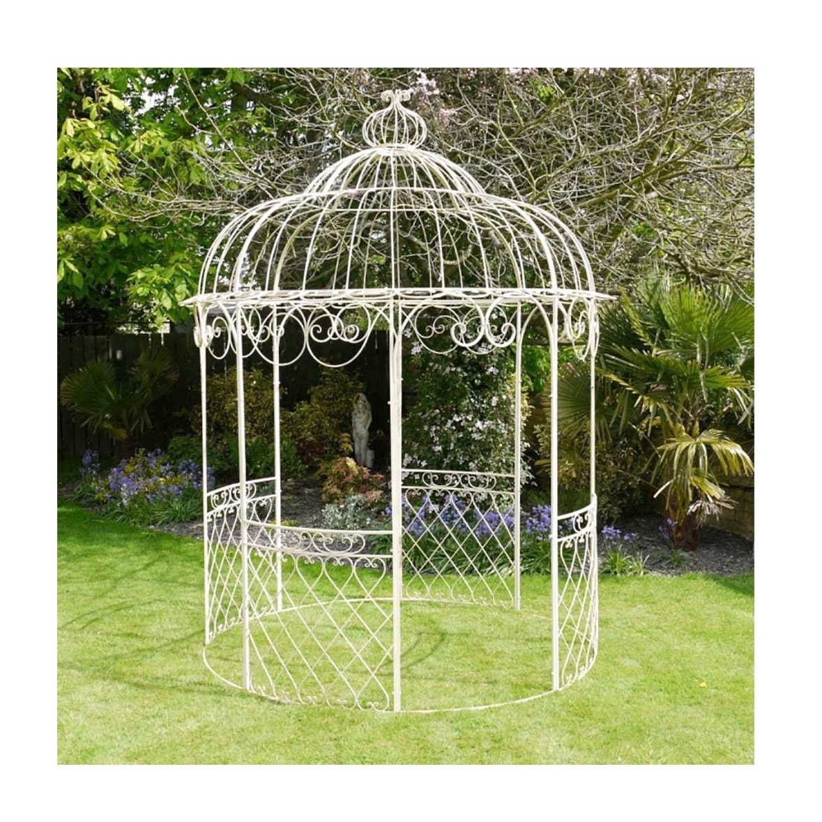 New Arrival Powder Coated Outdoor Antique White House Wrought Iron Round Gazebo For Sale