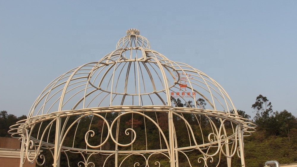 New Arrival Powder Coated Outdoor Antique White House Wrought Iron Round Gazebo For Sale