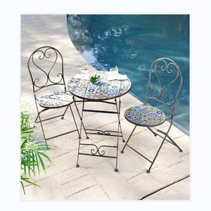 Garden Metal Outdoor Mosaic Furniture Bistro Chairs And tables Sets