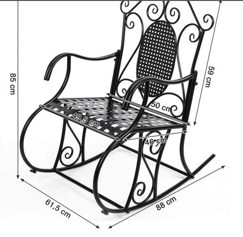 Factory  Cheap Mail Order Wrought Iron Metal Black Garden Patio Outdoor Rocking Chair